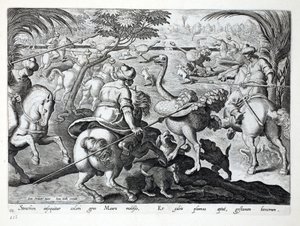 Mauren zu Pferd jagen Strauße, Tafel 62, Illustration aus 