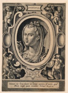 Gerechtigkeit (Iustitia), Platte 5 aus den "Virtutum theologicarum et cardinalium"