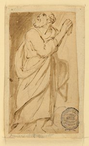 Seite eines Zeichenbuchs; Älterer Mann in klassischer Kleidung von Jan van der Straet, called Stradanus