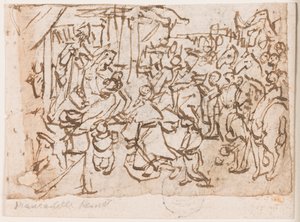 Seite eines Skizzenbuchs; Anbetung der Heiligen Drei Könige; St. Christophorus und Christuskind