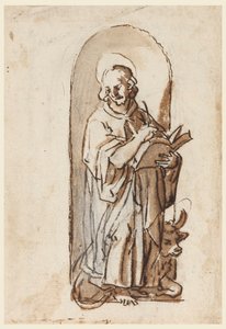 Sankt Lukas in einer Nische von Jan van der Straet, called Stradanus