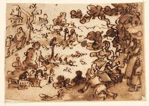 Skizzenbuchseite mit Vogelköder von Jan van der Straet, called Stradanus