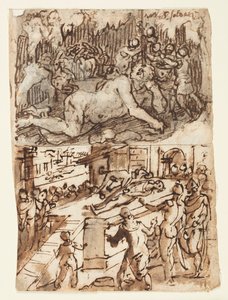 Skizzenbuchseite mit Blendung des Zyklopen von Jan van der Straet, called Stradanus