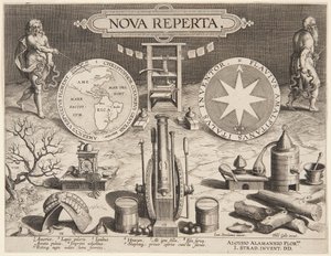 Titelseite von „Nova Reperta“ von Jan van der Straet, called Stradanus