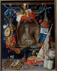 Jungfrau umgeben von Vanitas-Symbolen. Gemälde von Jan I Kessel der Ältere (1626-1679) von Jan van the Elder Kessel