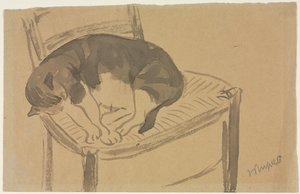 Schlafende Katze (recto) Torso einer nackten Frau (verso), erstes Drittel des 20. Jahrhunderts