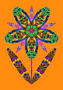 Blumenausschnitt auf Orange, 2020 von Jane Tattersfield