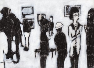 Galerieeröffnung in Kohle und Gesso, ca. 2017