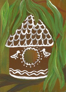 Gemütliches Lebkuchen-Vogelhaus von Janine Brewster