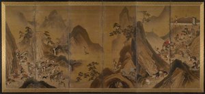 Tataren jagen in einer Berglandschaft