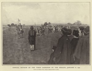 Jährliche Überprüfung der Tokio-Garnison durch den Mikado, 8. Januar 1904 von Japanese Photographer