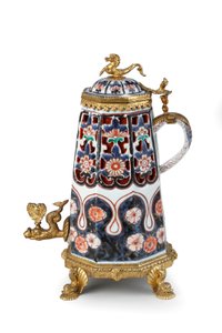 Eine seltene elegant montierte Imari-Kaffeekanne und Deckel von Japanese School