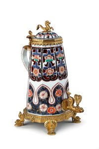 Eine seltene elegant montierte Imari-Kaffeekanne und Deckel