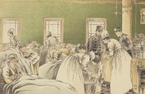 Versorgung der russischen Verwundeten im provisorischen Krankenhaus der Japanischen Rotkreuzgesellschaft in Chemulpo von Japanese School