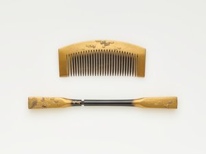 Kamm und Haarnadel, Mitte 19. bis Anfang 20. Jahrhundert (Holz mit Lack und Gold) von Japanese School