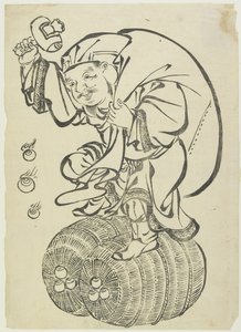 Daikoku-Gott tanzt auf Reisbündeln, Mitte bis Ende des 18. Jahrhunderts von Japanese School