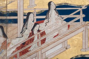 Detail von Frühling im Palast, sechsteilige Leinwand aus Die Geschichte von Genji (Detail)