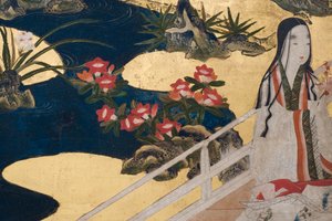 Detail von Frühling im Palast, sechsteilige Leinwand aus Die Geschichte von Genji (Detail) von Japanese School