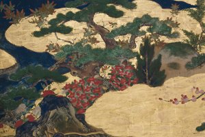 Detail von Frühling im Palast, sechsteilige Leinwand aus Die Geschichte von Genji (Detail) von Japanese School
