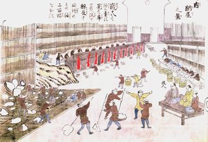 Fabrik zur Herstellung von Walprodukten, spätes 19. Jahrhundert von Japanese School
