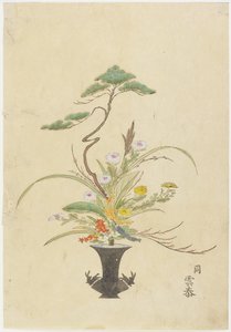 Blumenarrangement von Takada Anritsub? Untai; Kiefer, Chrysantheme und Kamelie von Japanese School