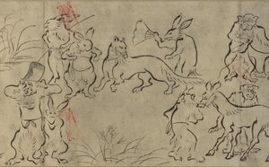Tollende Tiere (Choju Giga) Muromachi-Periode von Japanese School