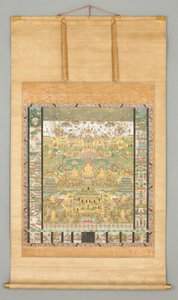 Illustration des Kontemplations-Sutra (Taima Mandara) von Japanese School