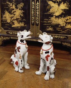 Imari-Paar sitzender Hunde von Japanese School