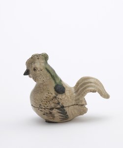 Räucherkästchen in Form eines sitzenden Hahns, im Oribe-Stil, möglicherweise Aichi-Präfektur, Edo-Zeit von Japanese School