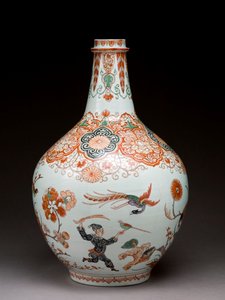 Große Flaschenvase, dekoriert in Holland im Imari-Stil, Ko-Imari, spätes 17. Jahrhundert