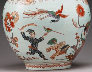 Große Flaschenvase, dekoriert in Holland im Imari-Stil, Ko-Imari, spätes 17. Jahrhundert (Detail) von Japanese School