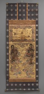 Wandmalerei: Abstieg von fünfundzwanzig Bodhisattvas (Begleiter der Amitabha-Triade), 18. Jahrhundert