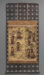Wandmalerei: Abstieg von fünfundzwanzig Bodhisattvas (Begleiter der Amitabha-Triade), 18. Jahrhundert