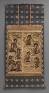Wandmalerei: Abstieg von fünfundzwanzig Bodhisattvas (Begleiter der Amitabha-Triade), 18. Jahrhundert