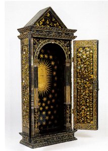 Namban christliches tragbares Heiligtum, entworfen zur Aufnahme einer religiösen Statuette, Momoyama-Periode