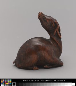 Netsuke modelliert als Hirsch, Mitte des 19. Jahrhunderts