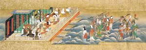 Einer von drei Miniatur-Handrollen, die die Geschichte von Taishokkan darstellen von Japanese School