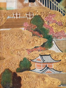 Osakazu Byobu - Japanischer achtteiliger Wandschirm (Malerei) von Japanese School