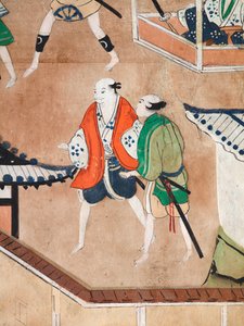 Osakazu Byobu - Japanischer achtteiliger Wandschirm (Malerei) von Japanese School
