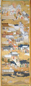 Osakazu Byobu - Japanischer achtteiliger Wandschirm von Japanese School