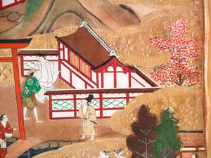 Osakazu Byobu - Japanischer achtteiliger Paravent von Japanese School