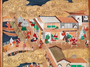 Osakazu Byobu - Japanischer achtteiliger Paravent