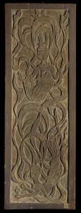 Tafel mit Flachrelief-Schnitzerei buddhistischer Apsaras von Japanese School