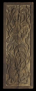 Tafel mit Flachrelief-Schnitzerei buddhistischer Apsaras von Japanese School