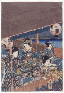Teil des Genji-Triptychons von Japanese School