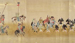 Sechste koreanische Gesandtschaft nach Japan in Meireki 1 zur Zeit der Nachfolge von Tokugawa Ietsuna im Jahr 1651, möglicherweise von Kano Masunobu (1625-94) (Rollbild) (Detail)