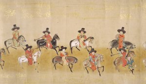 Sechste koreanische Gesandtschaft nach Japan in Meireki 1 zur Zeit der Nachfolge von Tokugawa Ietsuna im Jahr 1651, möglicherweise von Kano Masunobu (1625-94) (Rollbild) (Detail)