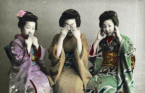 Nichts Böses sprechen, nichts Böses sehen, nichts Böses hören, ca. 1880 von Japanese School