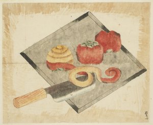 Stillleben mit Kakis und Messer