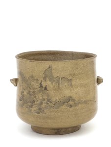 Wasserkrug für Teezeremonie mit Landschaftsmotiv, Saga oder Nagasaki Präfektur, Edo-Periode von Japanese School